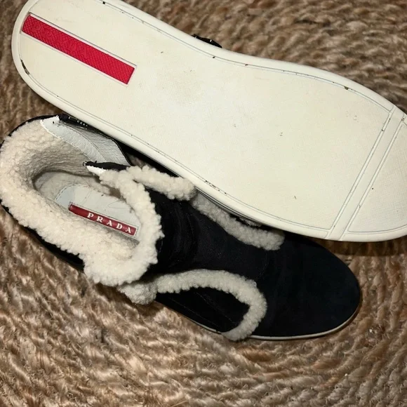 Prada Linea Rossa Shearling High Top Sneakers boots - Picture 4 of 13